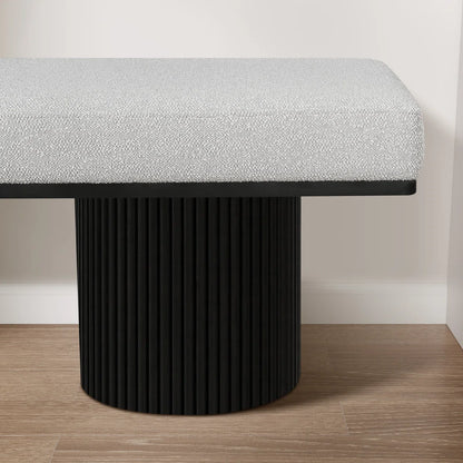 Light Grey Bouclé Upholstered Bedroom Bench