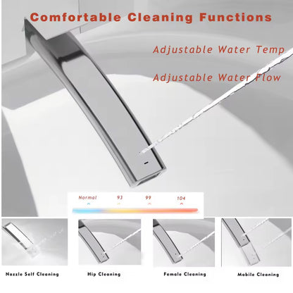 Smart Bidet Toilet, Auto Open/Close, Foot Sensor Flush, Heated Seat, Warm Air Dryer, LED Display