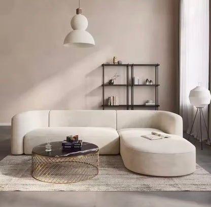 Modern Velvet L-Shape Sofa with Chaise, Deep Seat 3 Seater Sectional