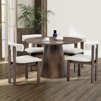 Set of 2 Modern Dining Chairs, Walnut Upholstered Dining Chairs