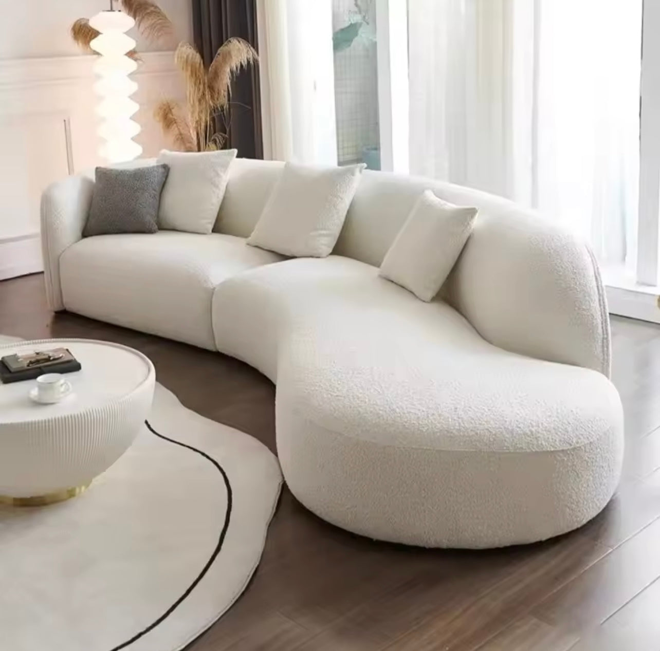 Teddy Velvet Lounge Sofa with Deep Seat & Curved Corners