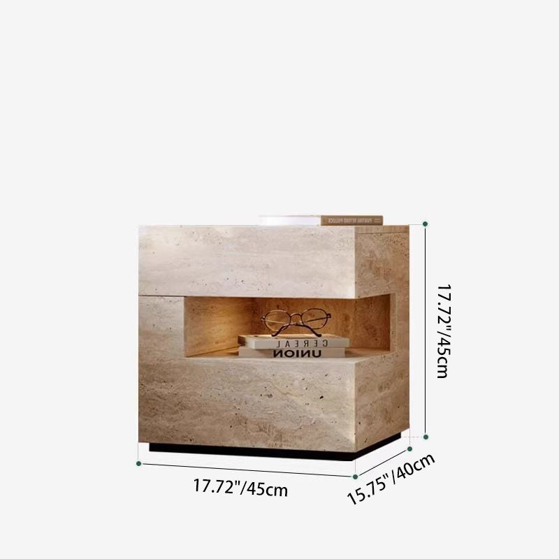 Minimalist Stone-Finish Bedside Table with Built-In Ambient Light