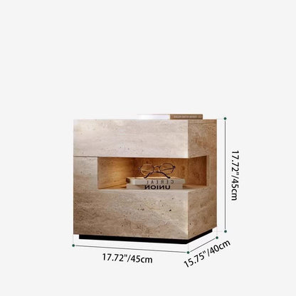 Minimalist Stone-Finish Bedside Table with Built-In Ambient Light