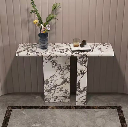 Hand-Polished Solid Marble Console Table