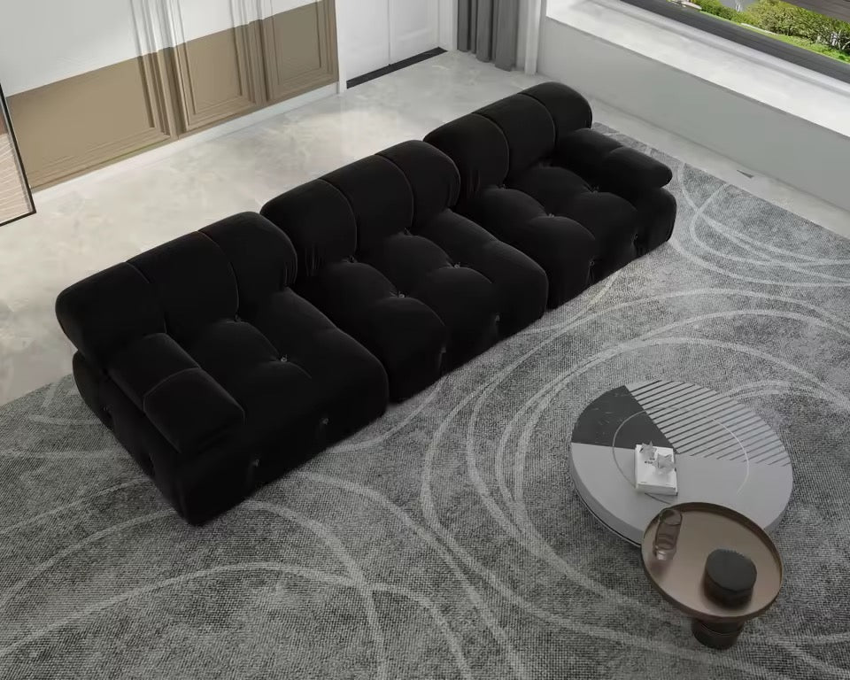 Minimalist Velvet 3 Seater Convertible Modular Sofa
