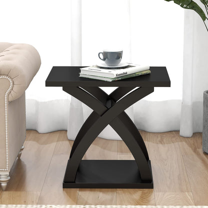 Contemporary Solid Wood End Table, X Design Modern End Table