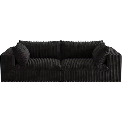78.8” Compact Cloud Sofa, Black Corduroy Loveseat