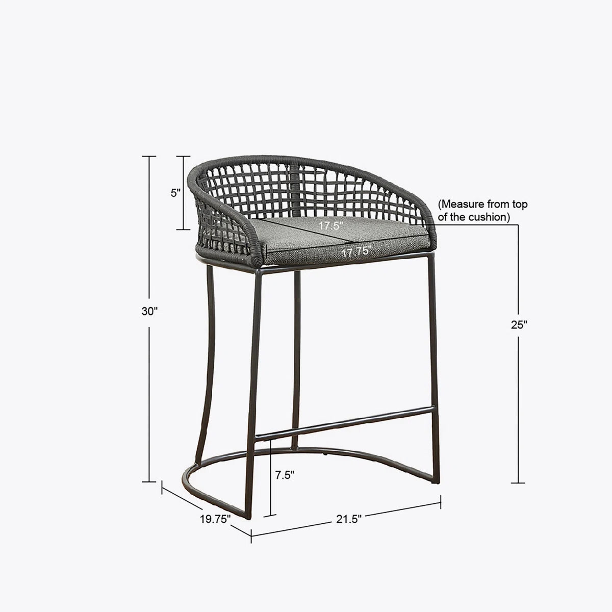 Coastal Woven Rope Counter Stool with Cushion
