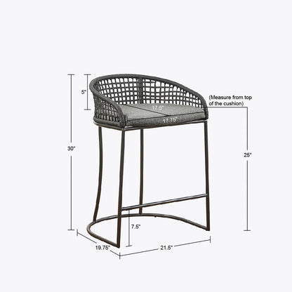 Coastal Bar Stools - Woven Counter Stool with Cushion