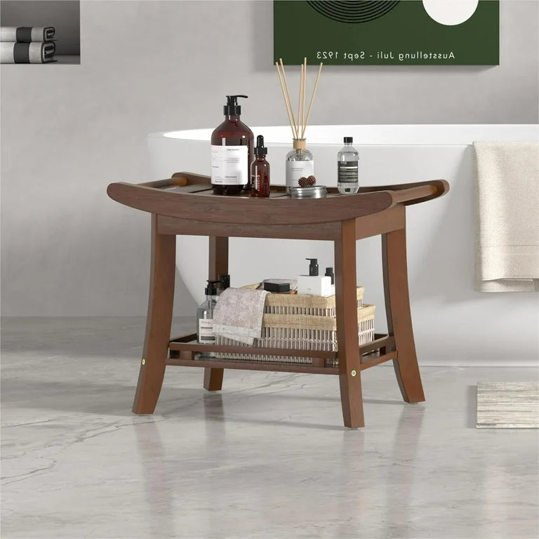 Bamboo Shower Bench with Handles – Shower Stool