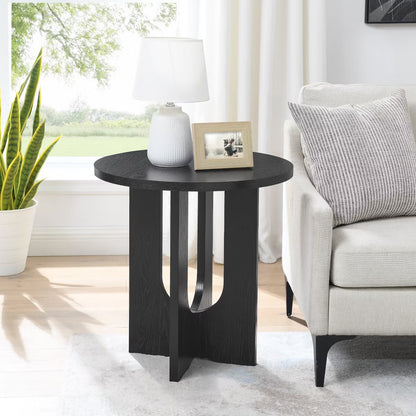 Modern End Table, Black Solid Wood End Table, MDF Wood
