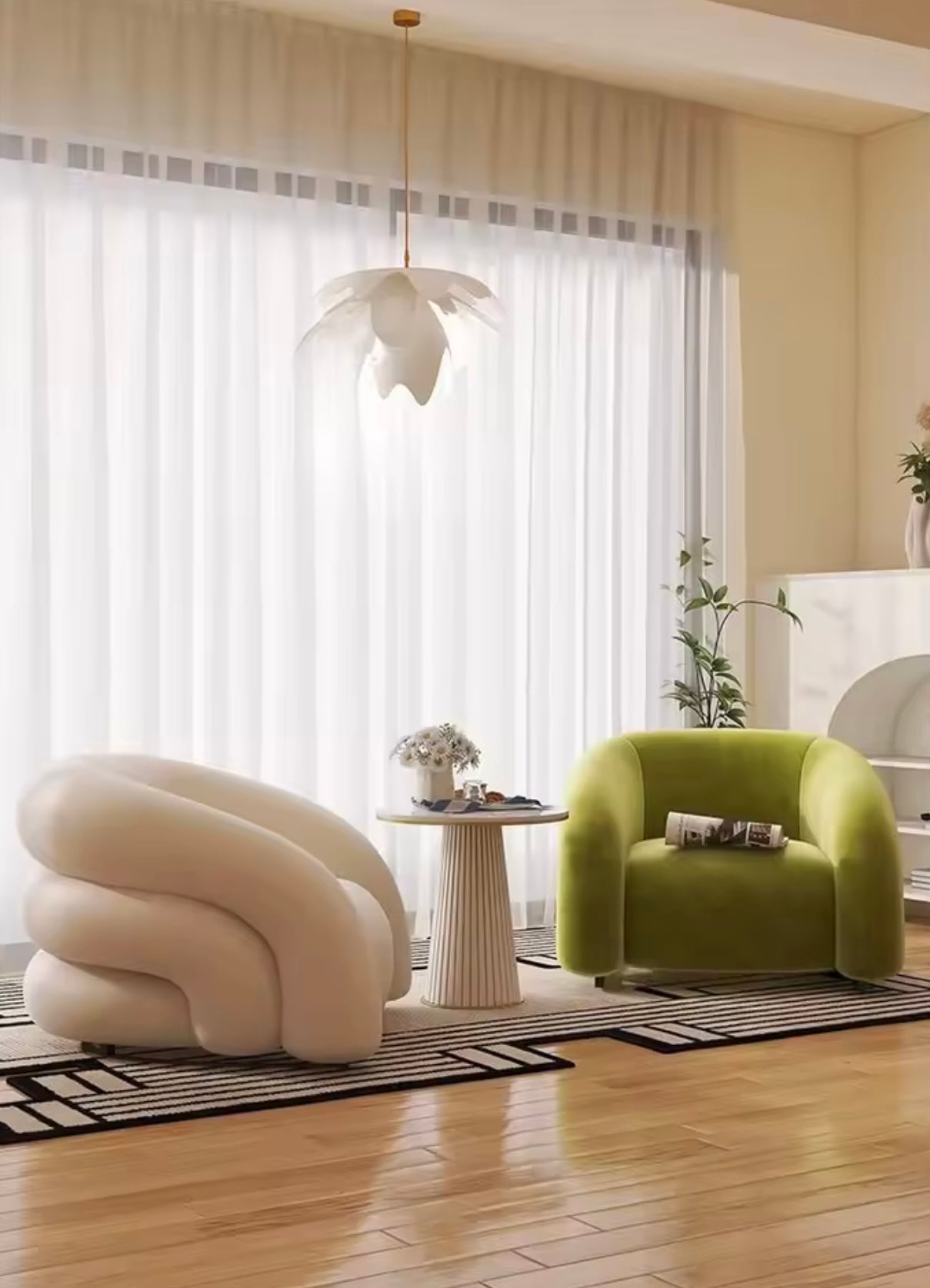 White Single Upholstered Accent Chair