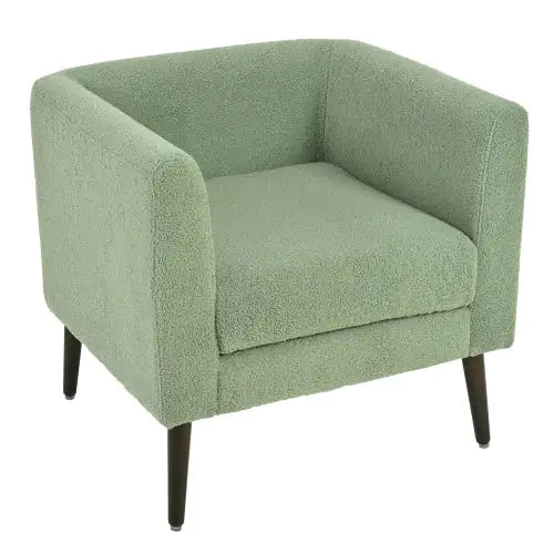 Green Teddy Fabric Armchair, Modern Accent Chair with Lumbar Pillow