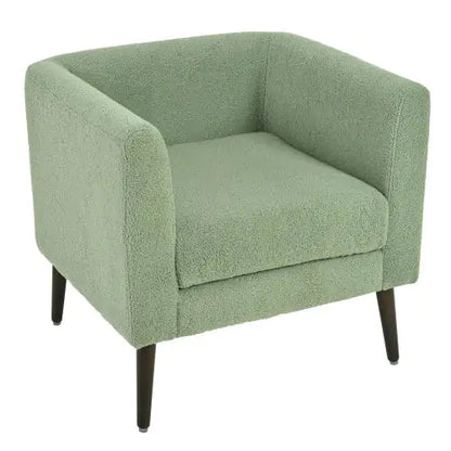 Green Teddy Fabric Armchair, Modern Accent Chair with Lumbar Pillow