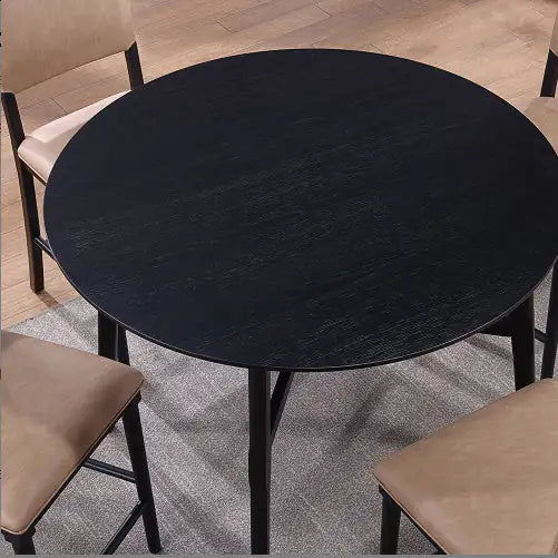 Set of 2 Wood Bar Stools - Brown and Black Counter Height Stools