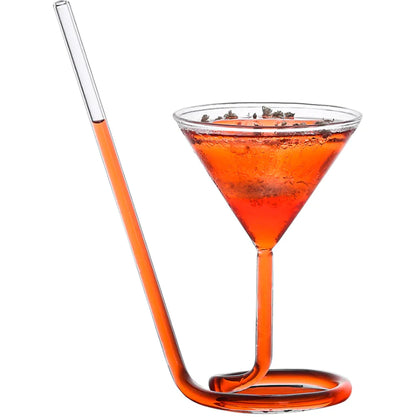 Rotating Martini Glass, Spiral Hand-Blown Cocktail Cup 200mm