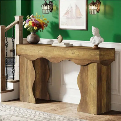 Retro Farmhouse Console Table, Modern Wood Entryway Table