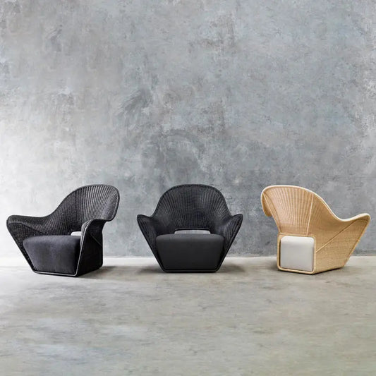 Scandinavian Outdoor Rattan Lounge Chair – Modern Single Sofa