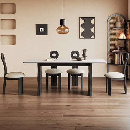 Black Ripple Rock Dining Table with White Wax Wood