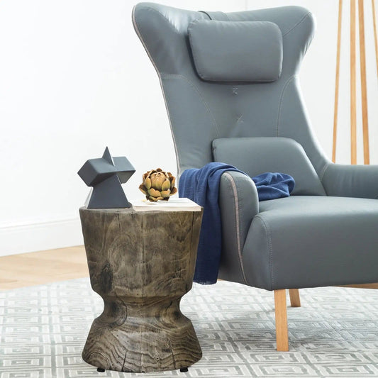 Rustic Wood Grain Concrete Accent Table