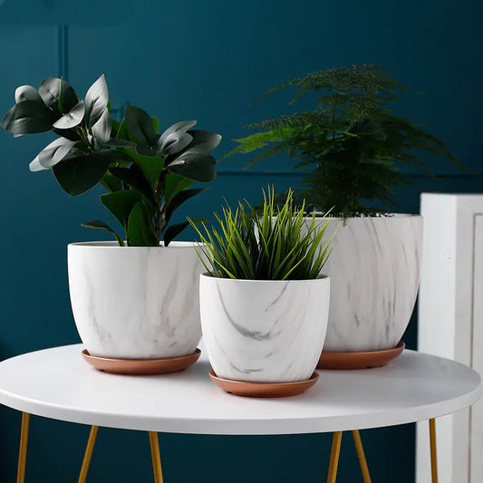 Marble Ceramic Planter Pot – Indoor Flower Pot for Home Decor