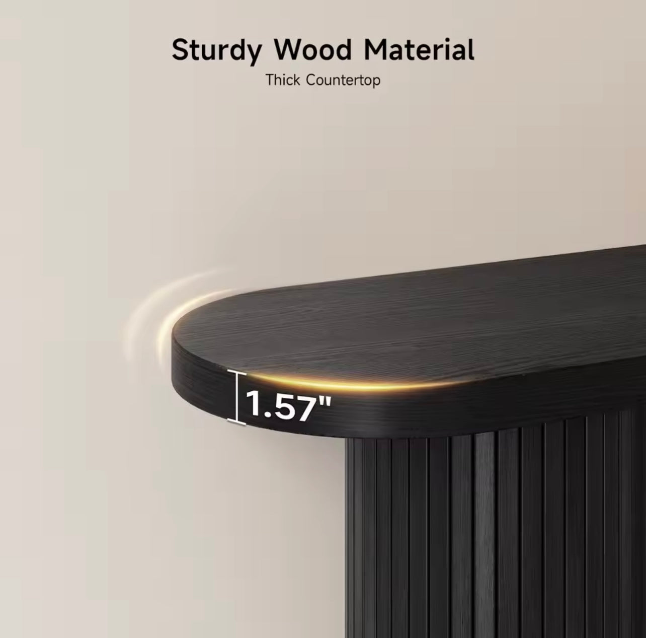 55” Modern Fluted Console Table for Entryway or Behind Sofa, Black