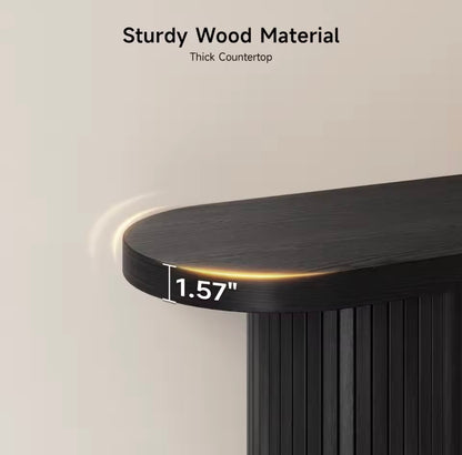 55” Modern Fluted Console Table for Entryway or Behind Sofa, Black