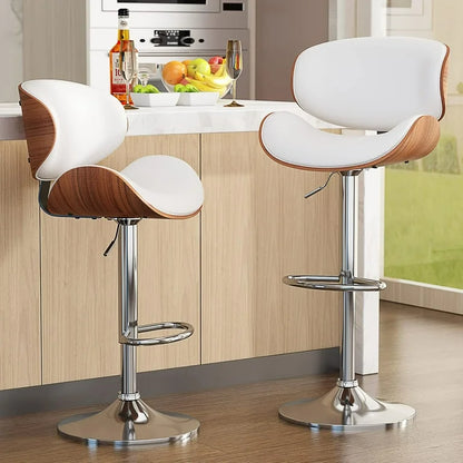 White Counter Height Stool - Swivel Bar Chairs for Kitchen Islands