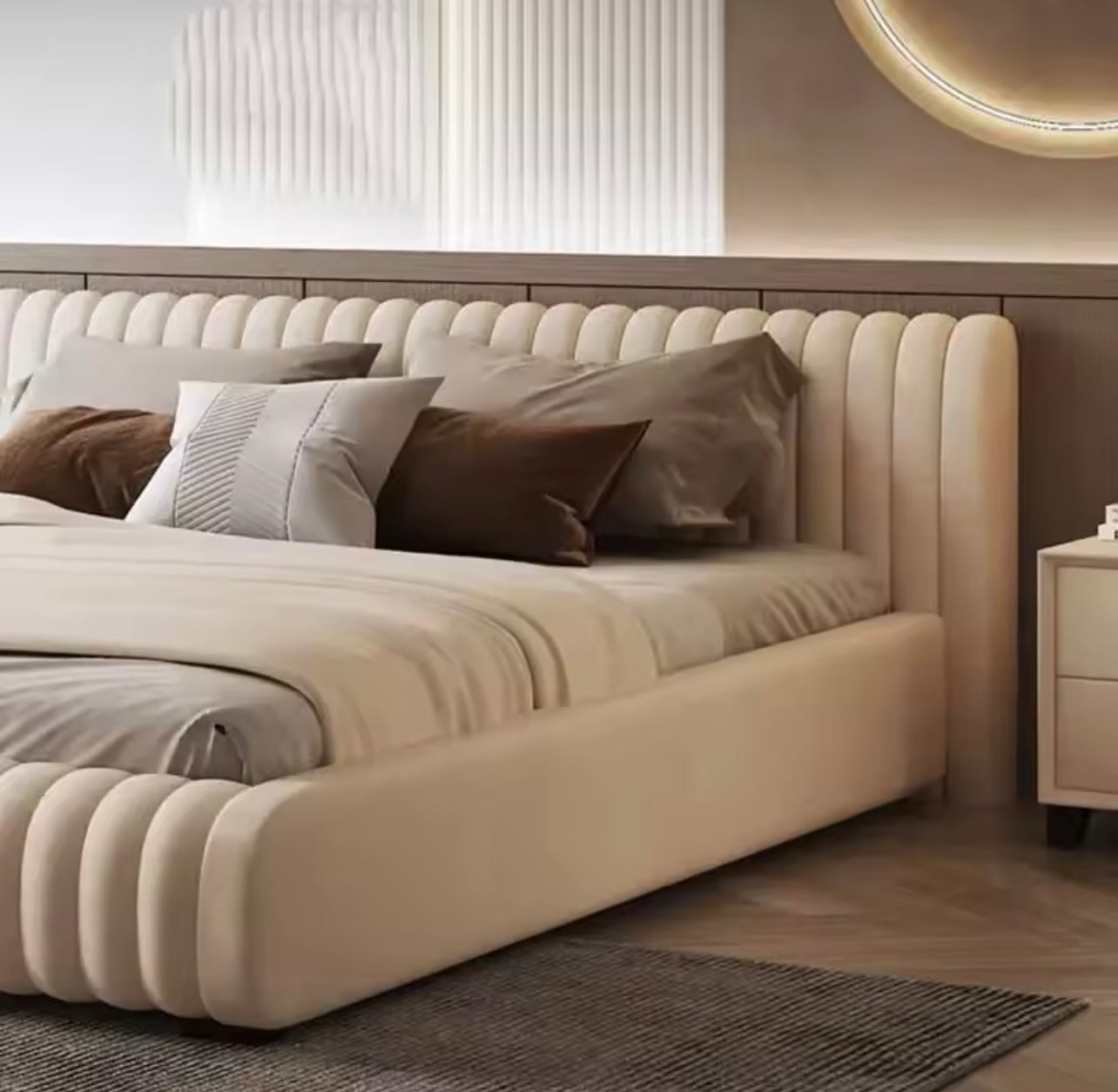 Minimalist Upholstered Cotton-Tech Fabric Platform Bed