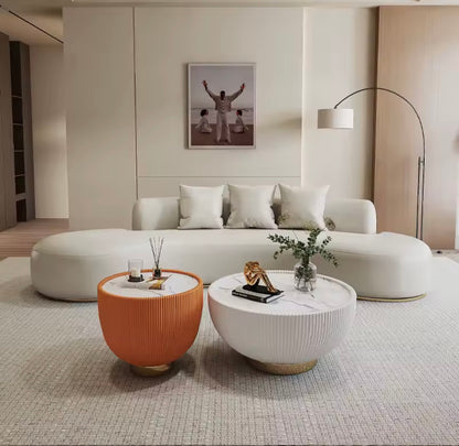 Italian Cream Contemporary Curved Sofa Sectional