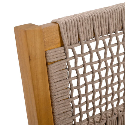 Set of 2 Teak Rope Outdoor Chairs – Acacia Wood Patio Chairs