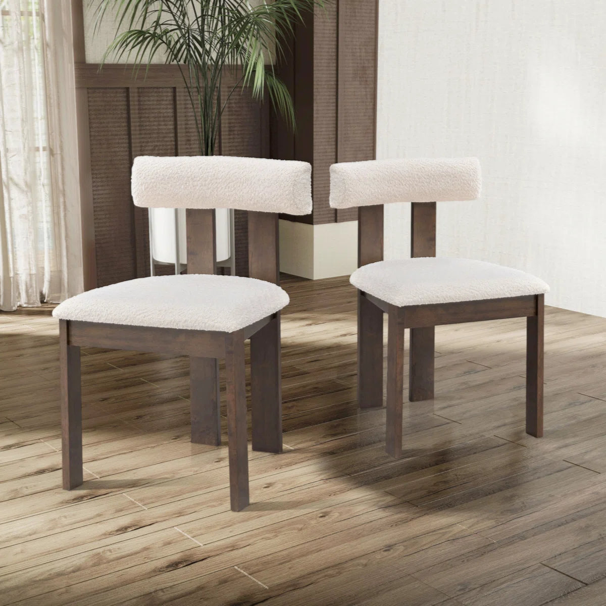 Set of 2 Modern Walnut Dining Chairs