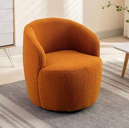 Orange Accent Chair, Teddy Fabric Upholstered Swivel Barrel Chair