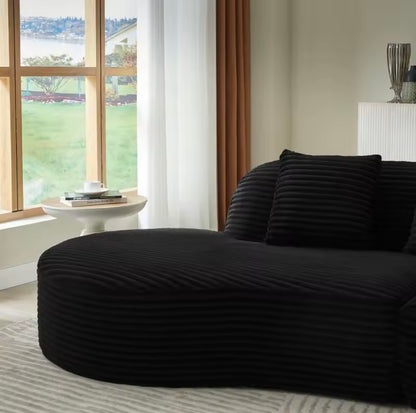 4 Seater Contemporary Curved Upholstered Corduroy Sectional Sofa