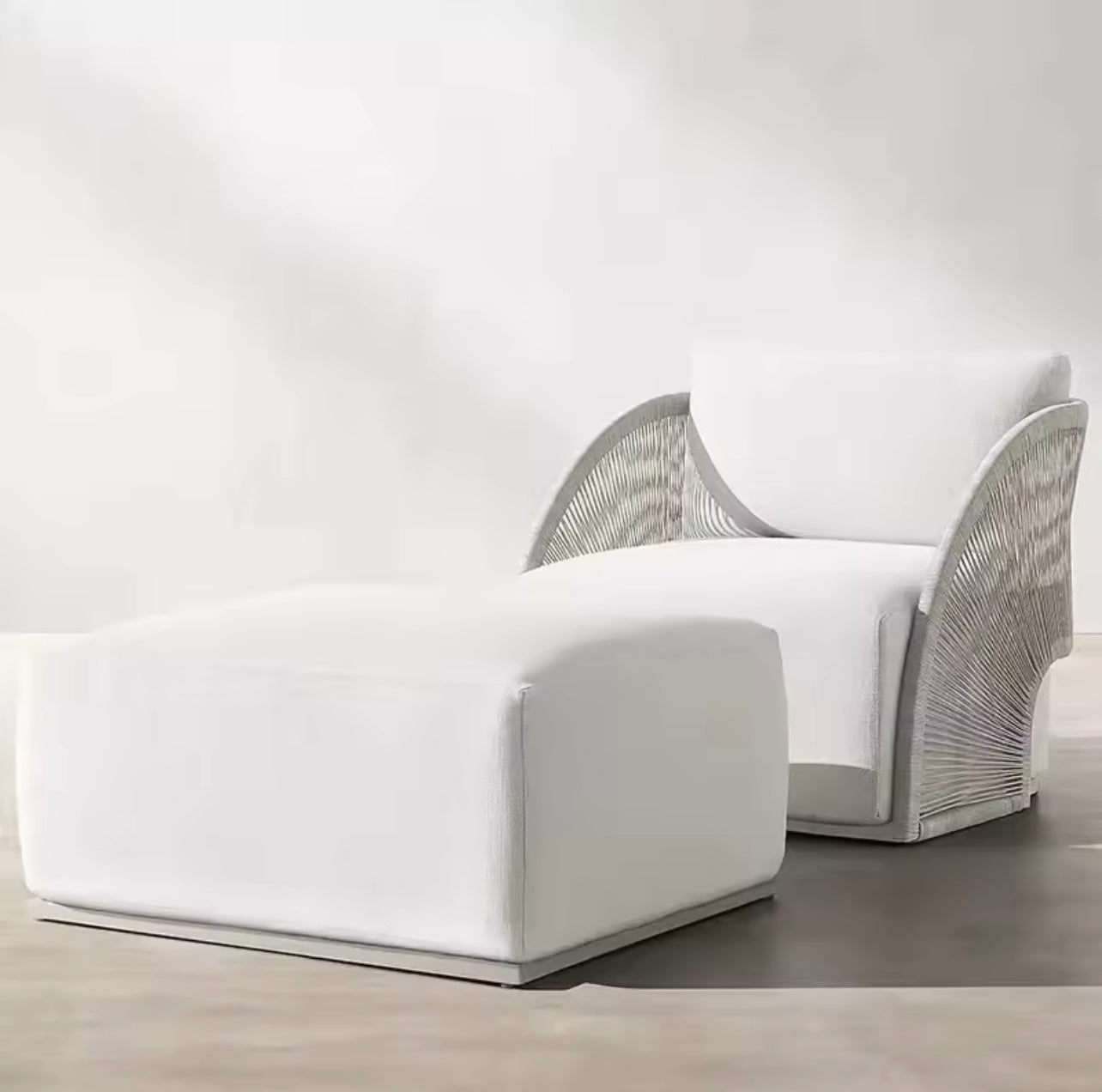 Rattan Outdoor Sofa Set, Aluminum Frame & Quick-Dry Cushions