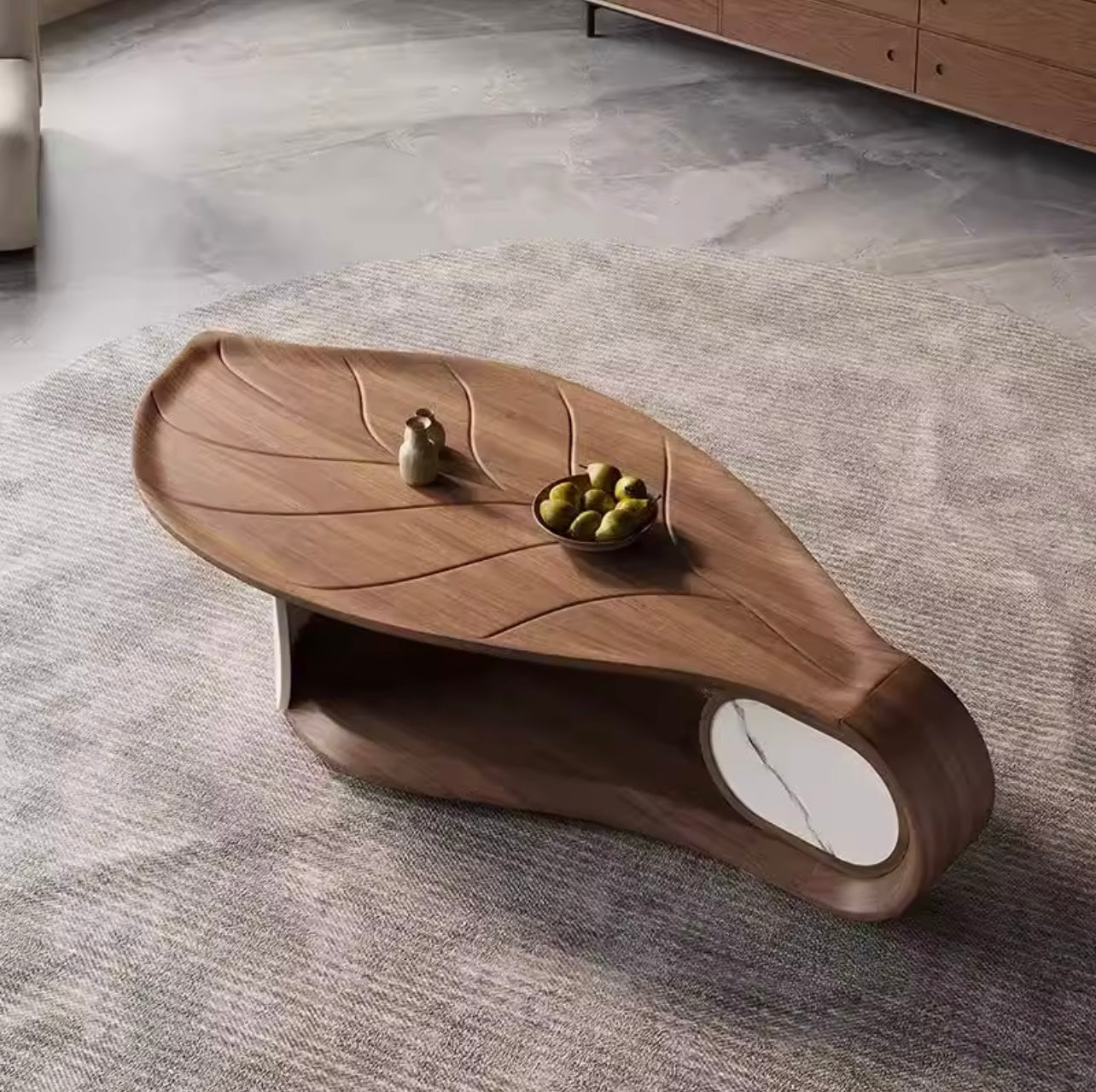 Leaf Shaped Asymmetrical Coffee Table in Walnut
