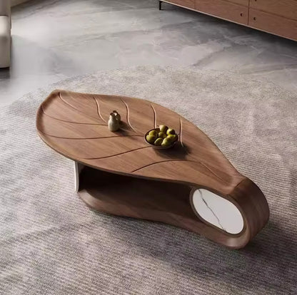 Leaf Shaped Asymmetrical Coffee Table in Walnut