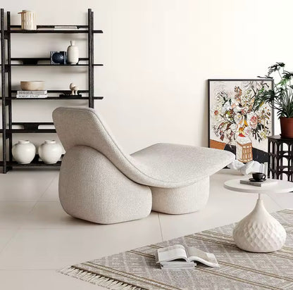White Modern Living Room Arc Linen Sofa Chair