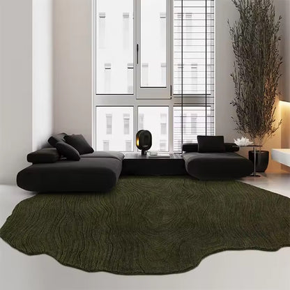 Handmade Irregular Wool-Blend Green Area Rug