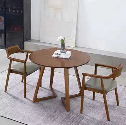 Nordic Solid Wood Round Dining Table with V-Shaped Legs