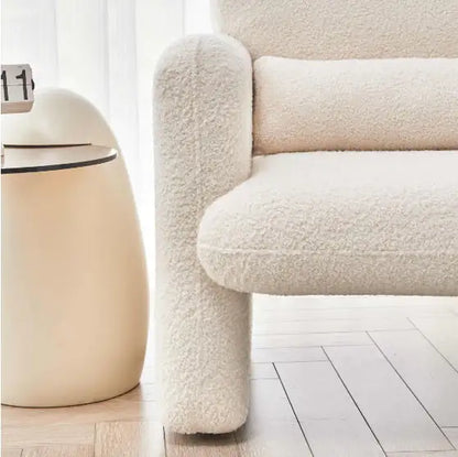 34" Beige Modern Upholstered Chair - Single Sofa Chair with Pillow