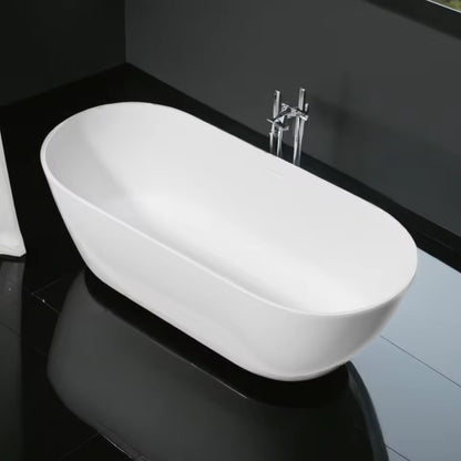 Matte White Freestanding Bathtub, Durable Spa Style Soaking Tub
