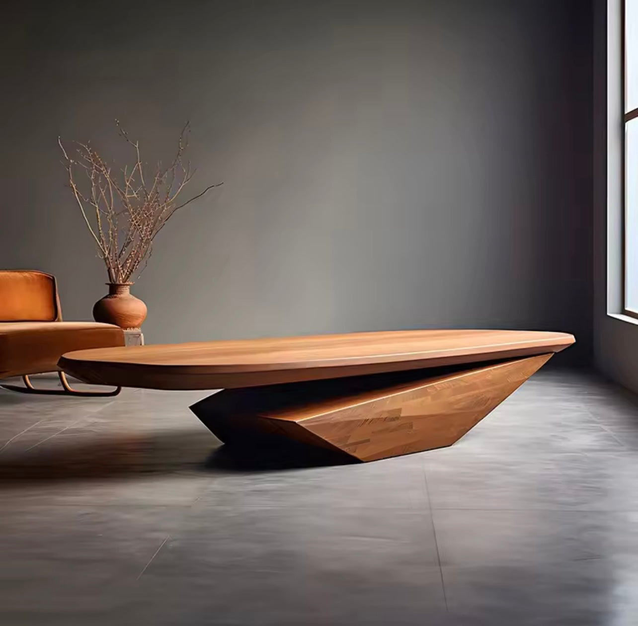 Hand Carved Walnut Sculptural Coffee Table