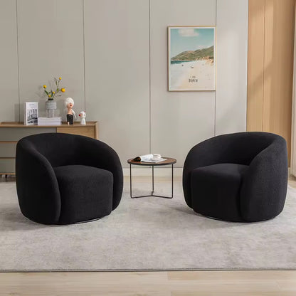 Set of 2, 360 Degree Swivel Accent Chairs, Lambswool Barrel Side Chairs