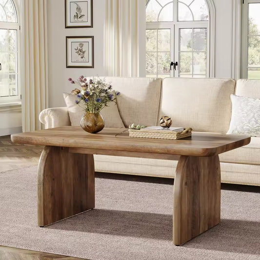 Farmhouse Rectangular Coffee Table, 47.24” Engineered Wood Center Table