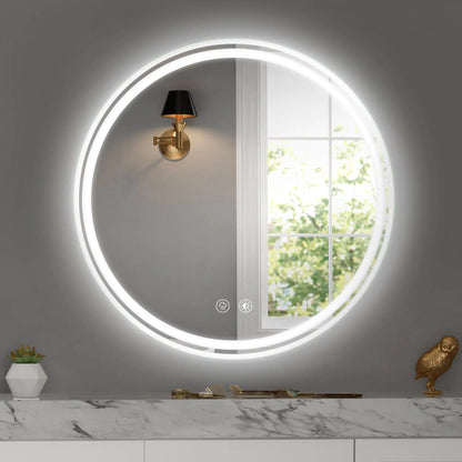 28” Round Mirror - Bathroom Wall Mirror with LED Lights