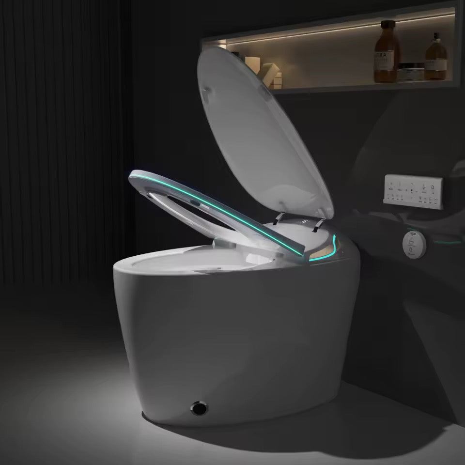 Smart Bidet Toilet, Auto Open/Close, Foot Sensor Flush, Heated Seat, Warm Air Dryer, LED Display