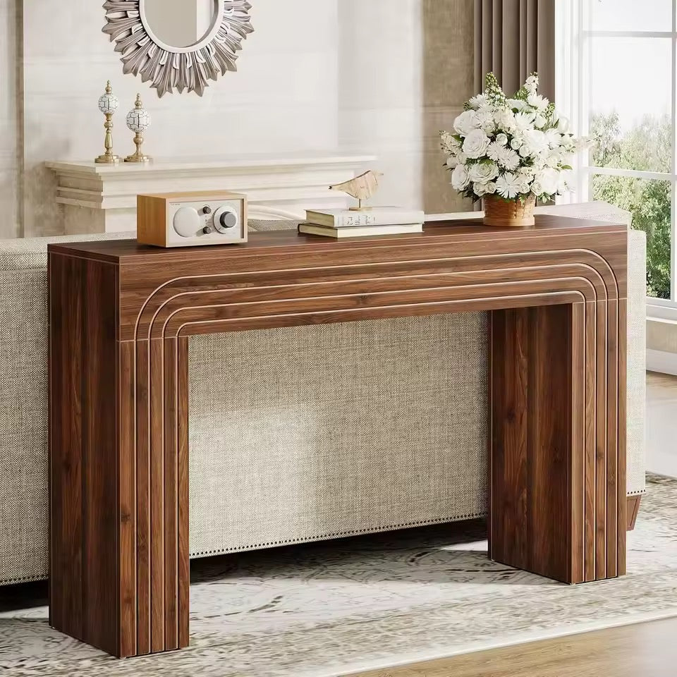 55” Wooden Entryway Table, Narrow Sofa Table for Hallway