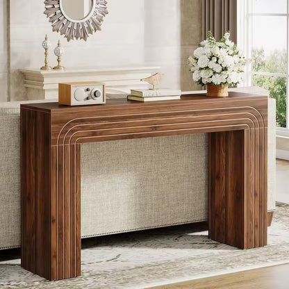 55” Wooden Entryway Table, Narrow Sofa Table for Hallway