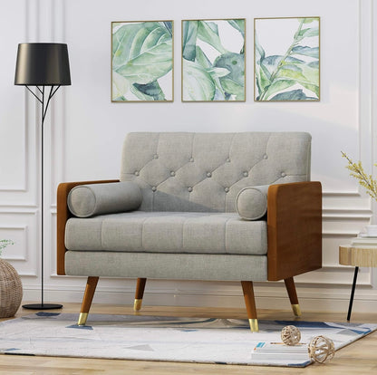 Beige Upholstered Chair, Mid Century Chair, Modern Club Chair